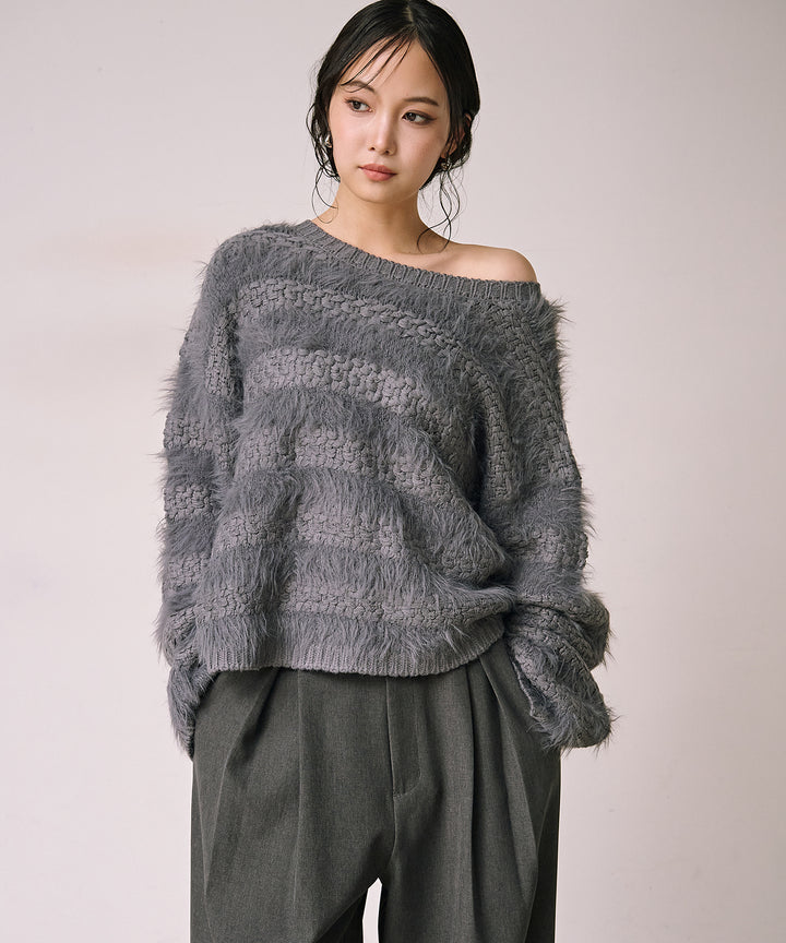 (eliuu)Bulky Feather Line P/O Knit