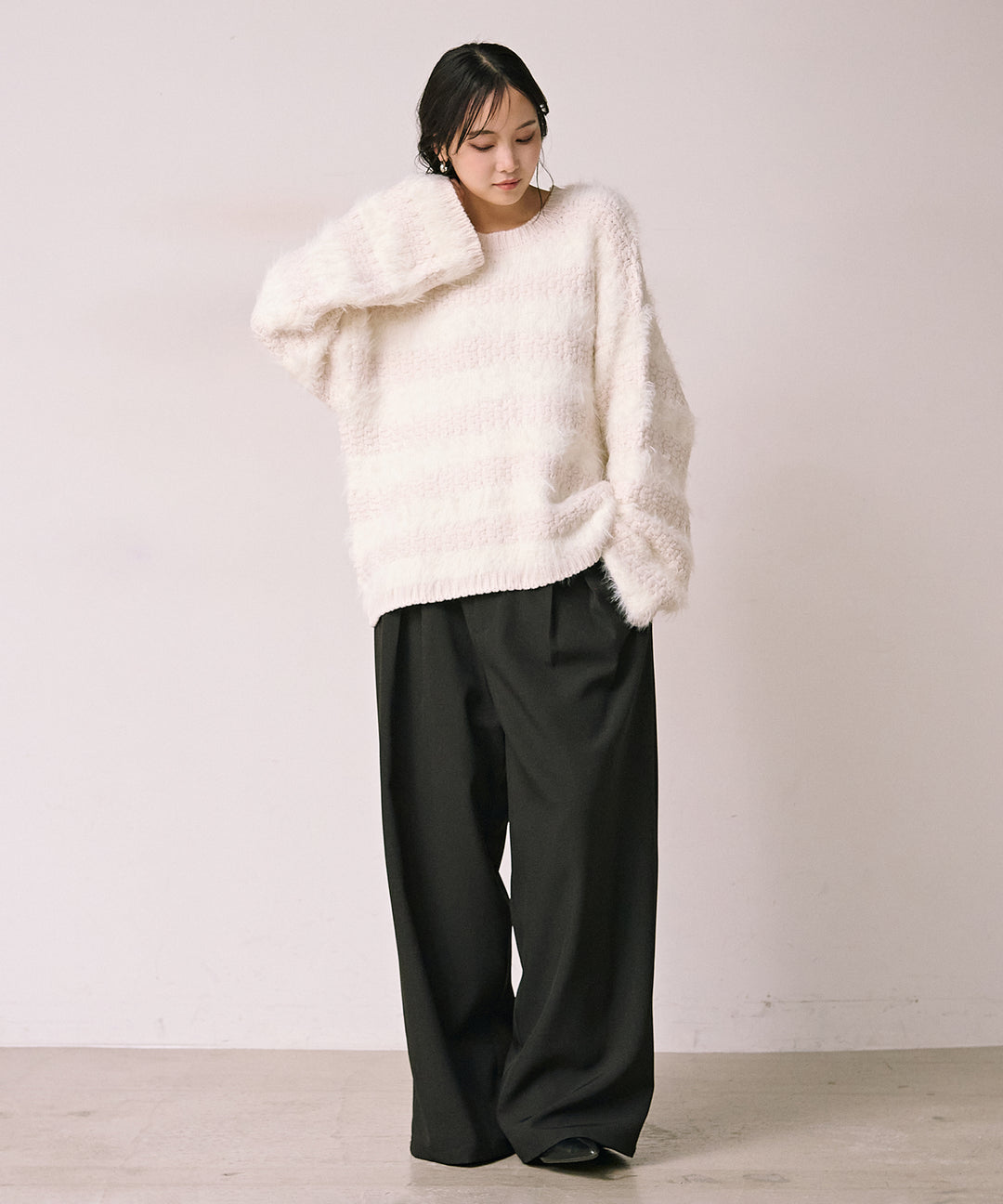 (eliuu)Bulky Feather Line P/O Knit