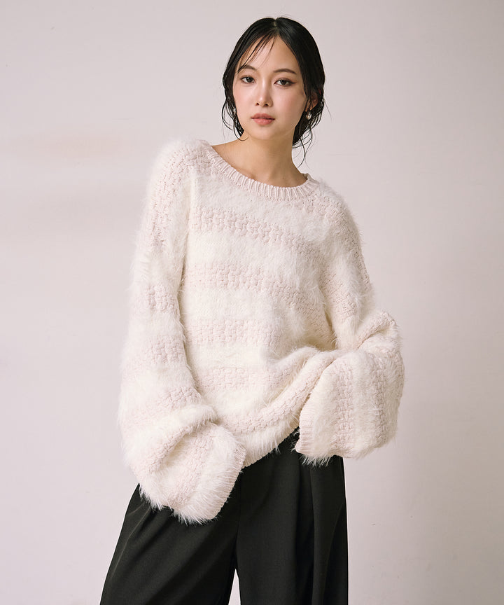(eliuu)Bulky Feather Line P/O Knit