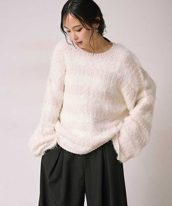 (eliuu)Bulky Feather Line P/O Knit