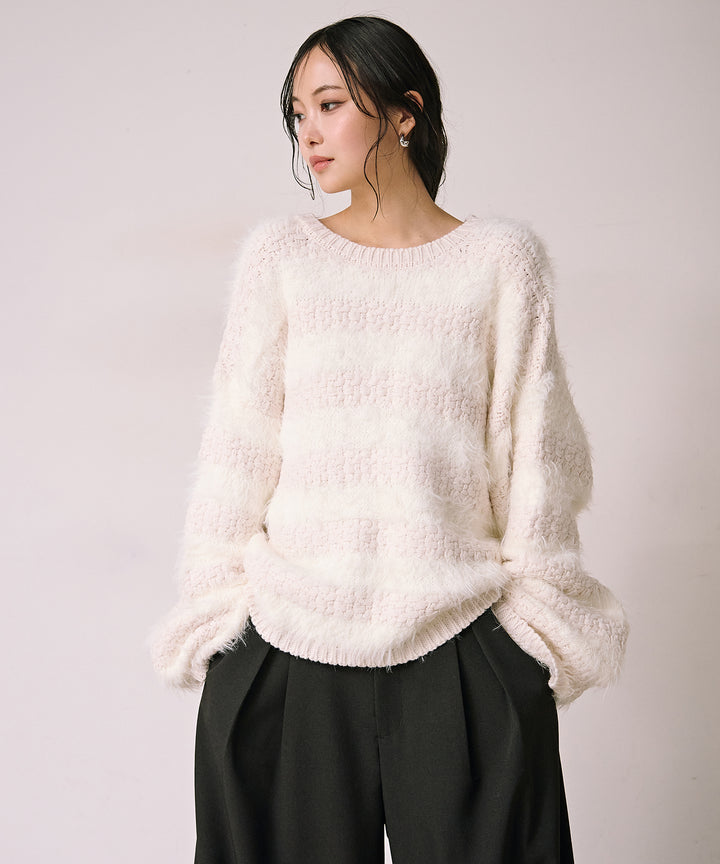 (eliuu)Bulky Feather Line P/O Knit