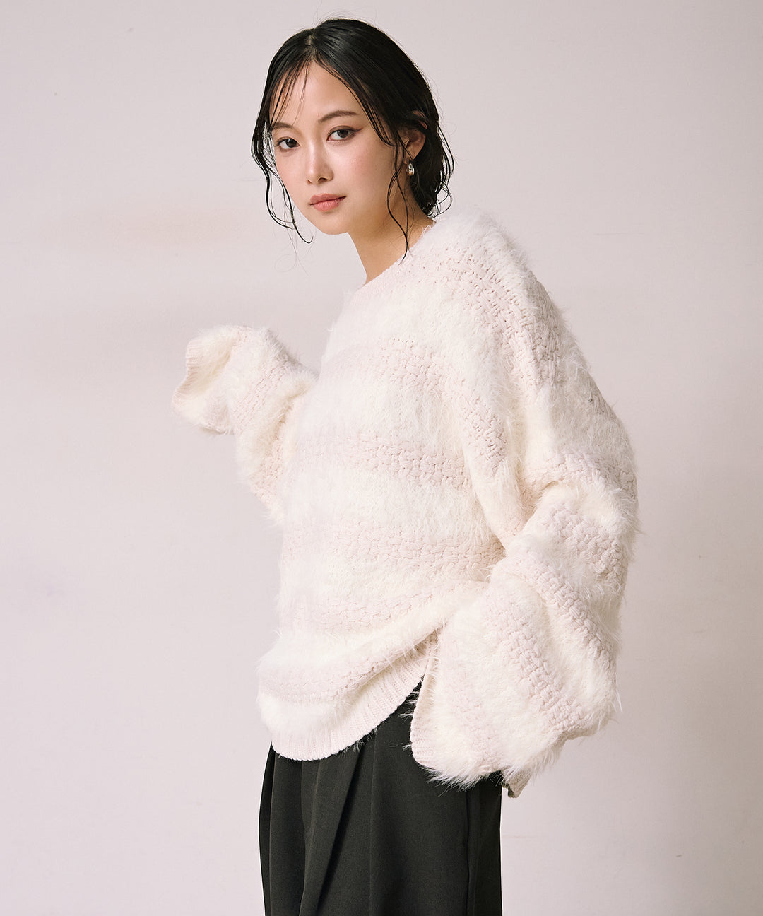 (eliuu)Bulky Feather Line P/O Knit