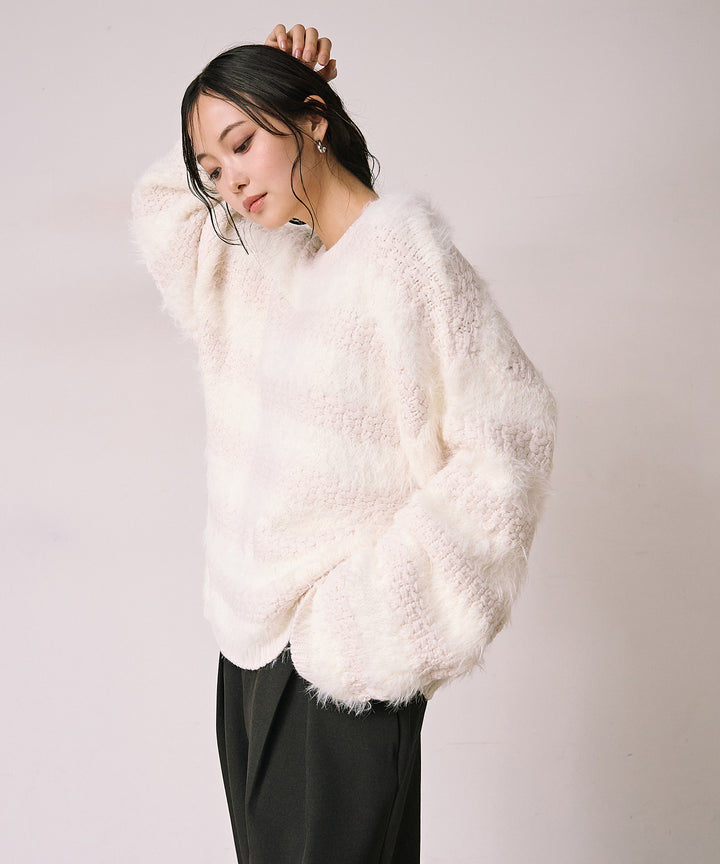 (eliuu)Bulky Feather Line P/O Knit