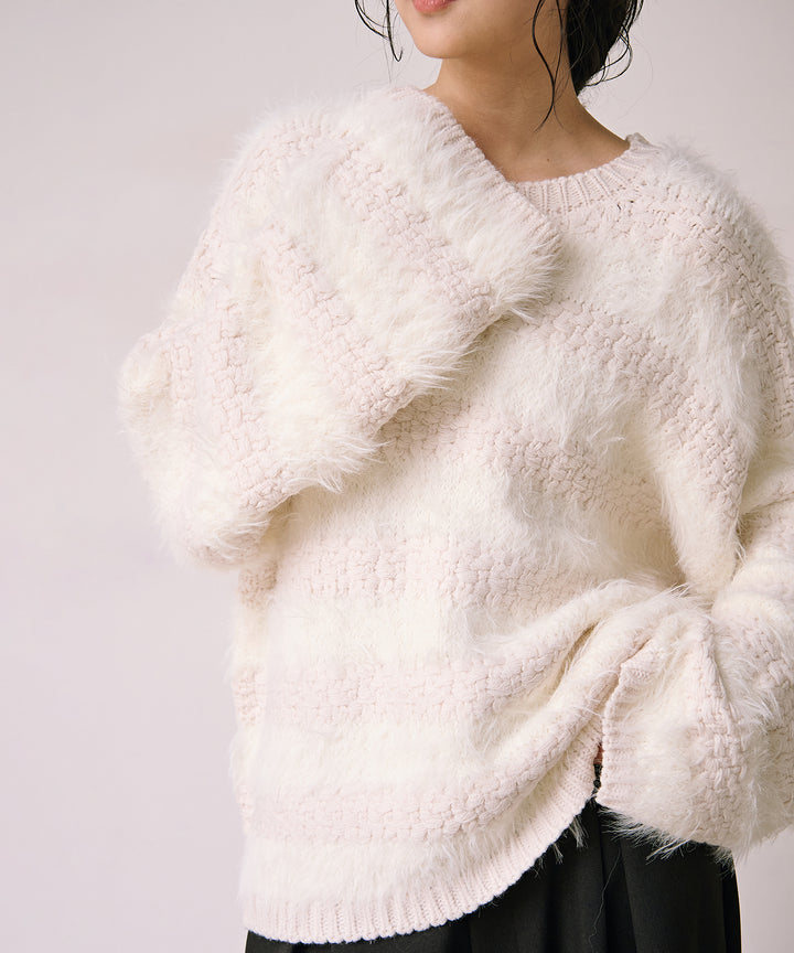(eliuu)Bulky Feather Line P/O Knit