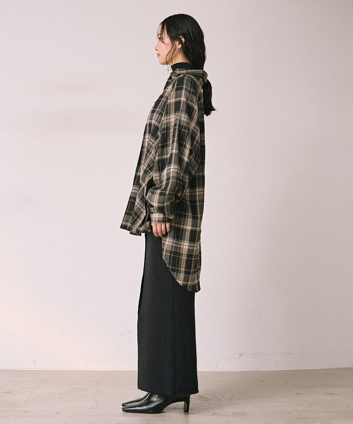 (eliuu)Button Check Over Shirt