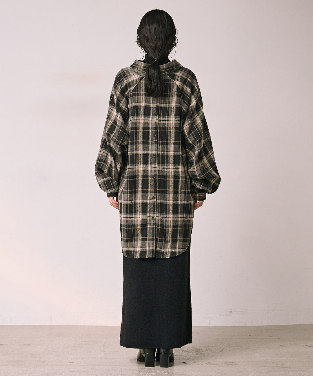 (eliuu)Button Check Over Shirt