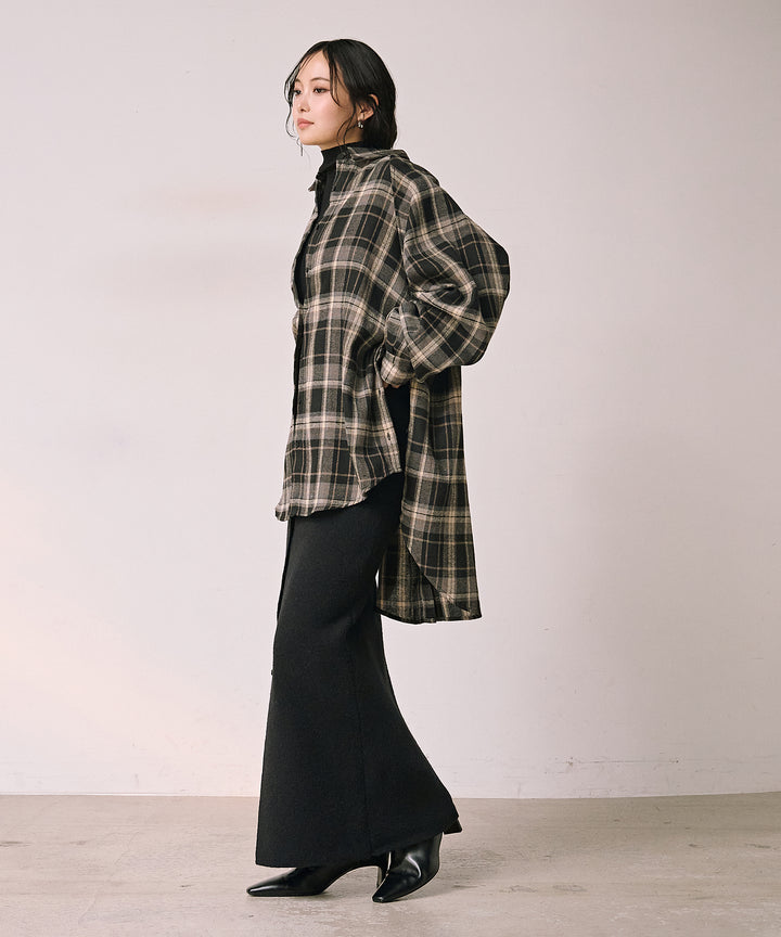 (eliuu)Button Check Over Shirt