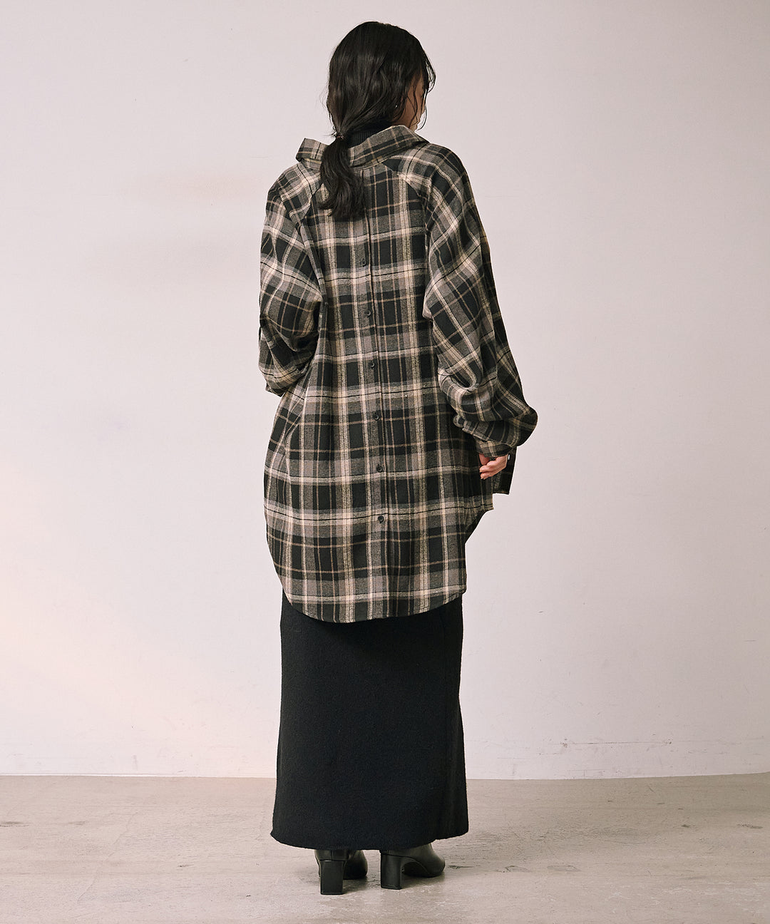 (eliuu)Button Check Over Shirt