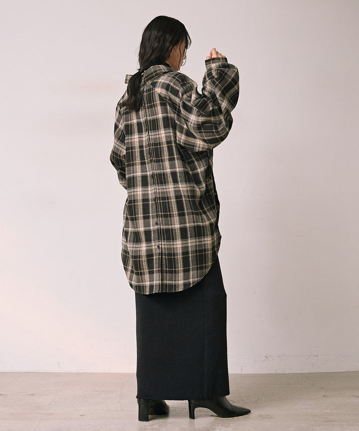 (eliuu)Button Check Over Shirt