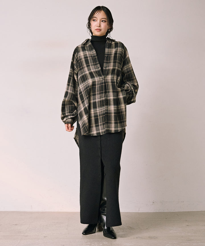 (eliuu)Button Check Over Shirt