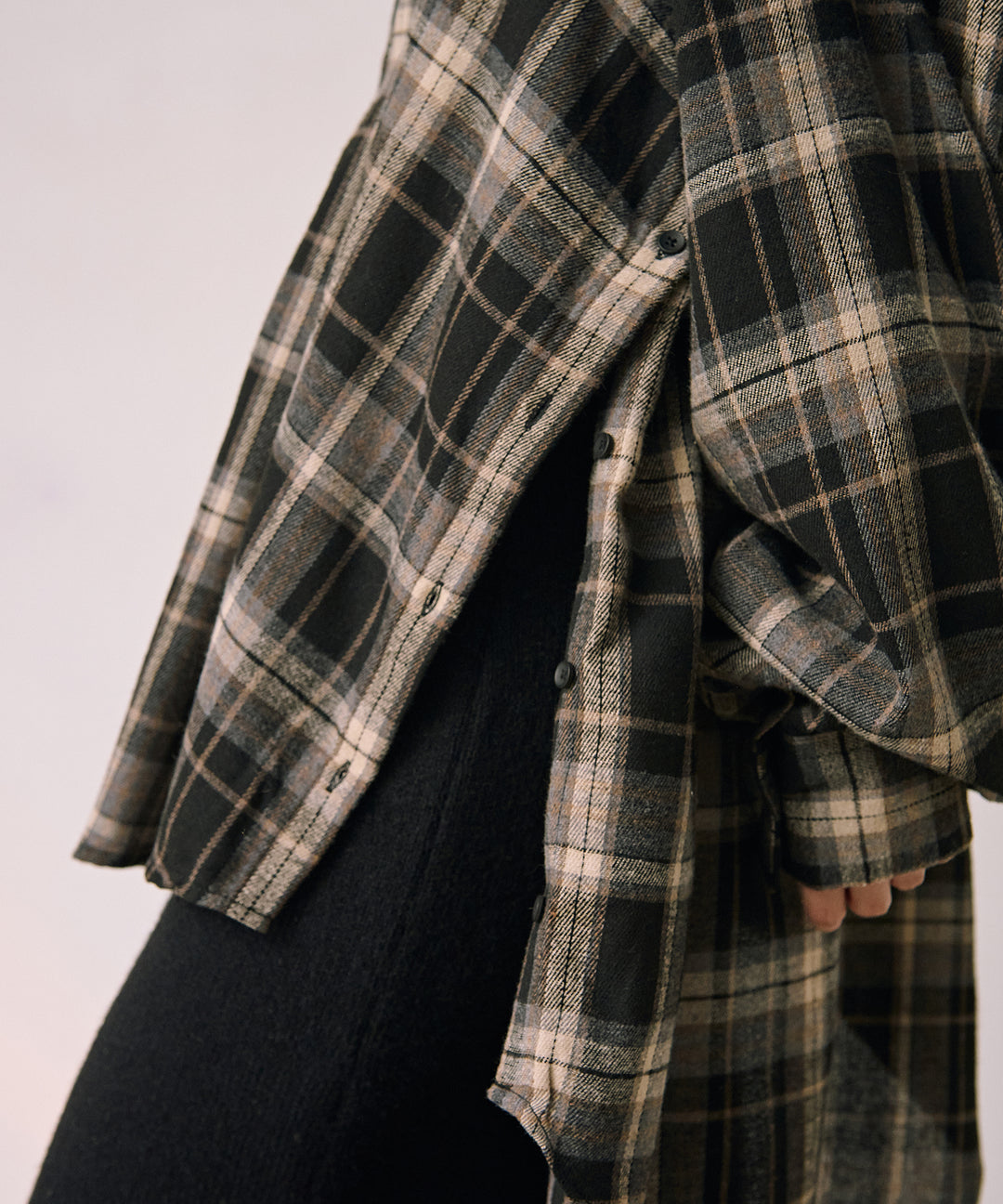 (eliuu)Button Check Over Shirt