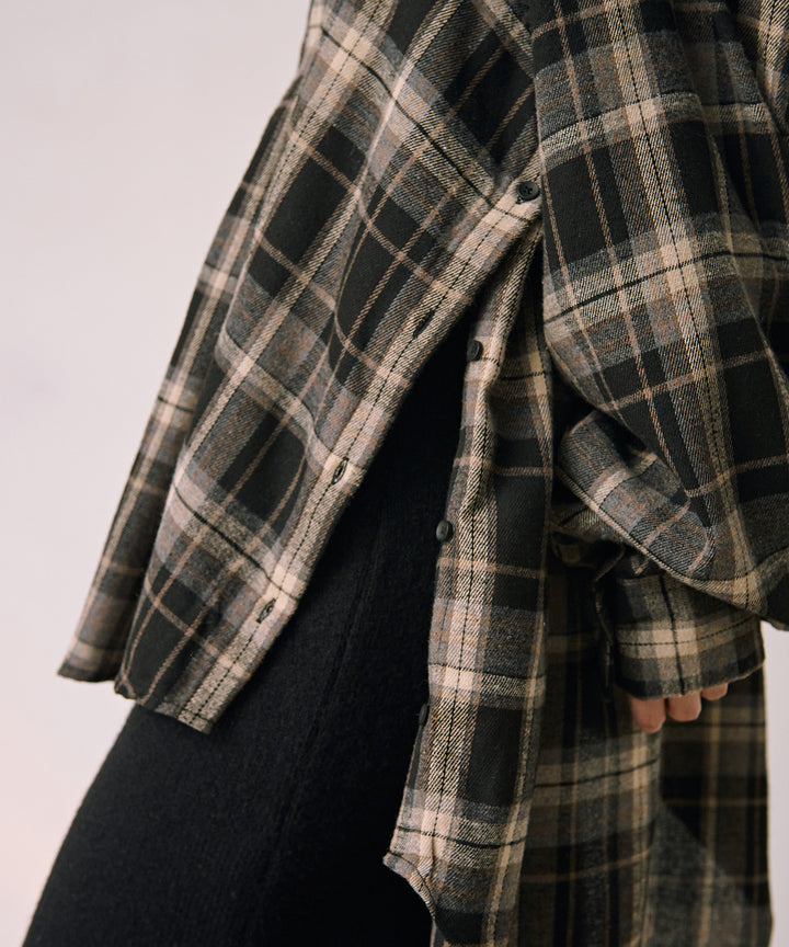 (eliuu)Button Check Over Shirt