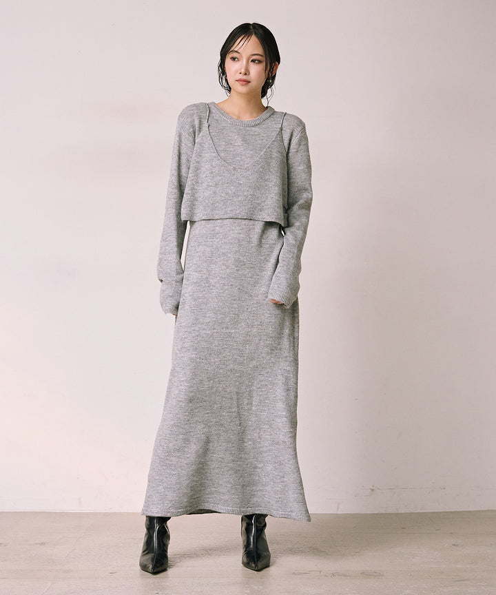 (eliuu)Bustier Mix Knit Onepiece