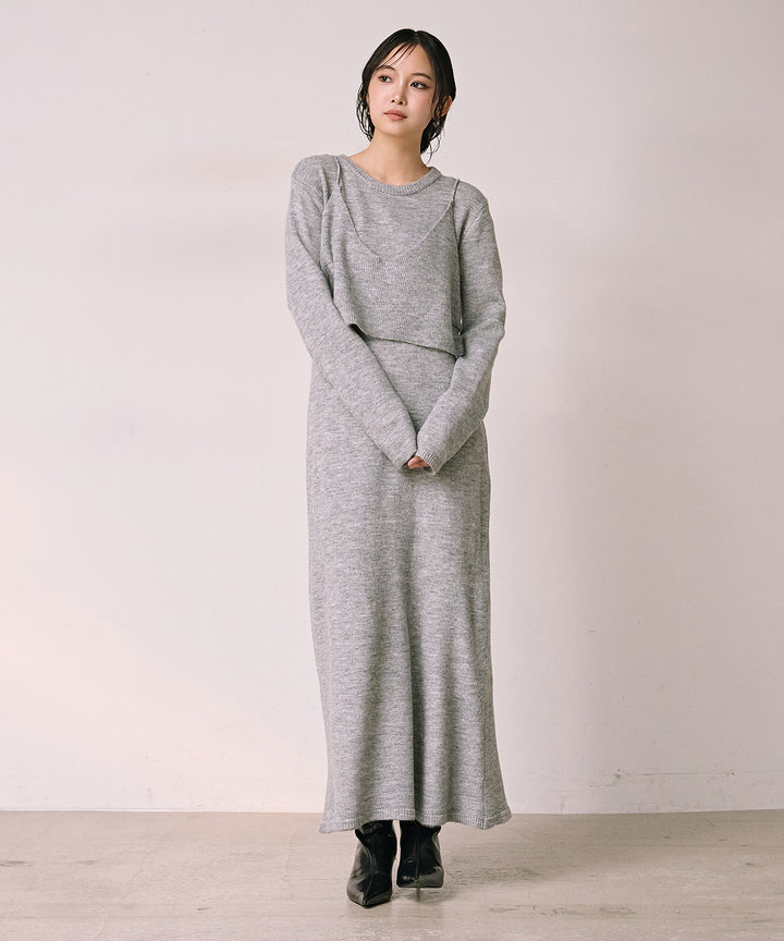 (eliuu)Bustier Mix Knit Onepiece