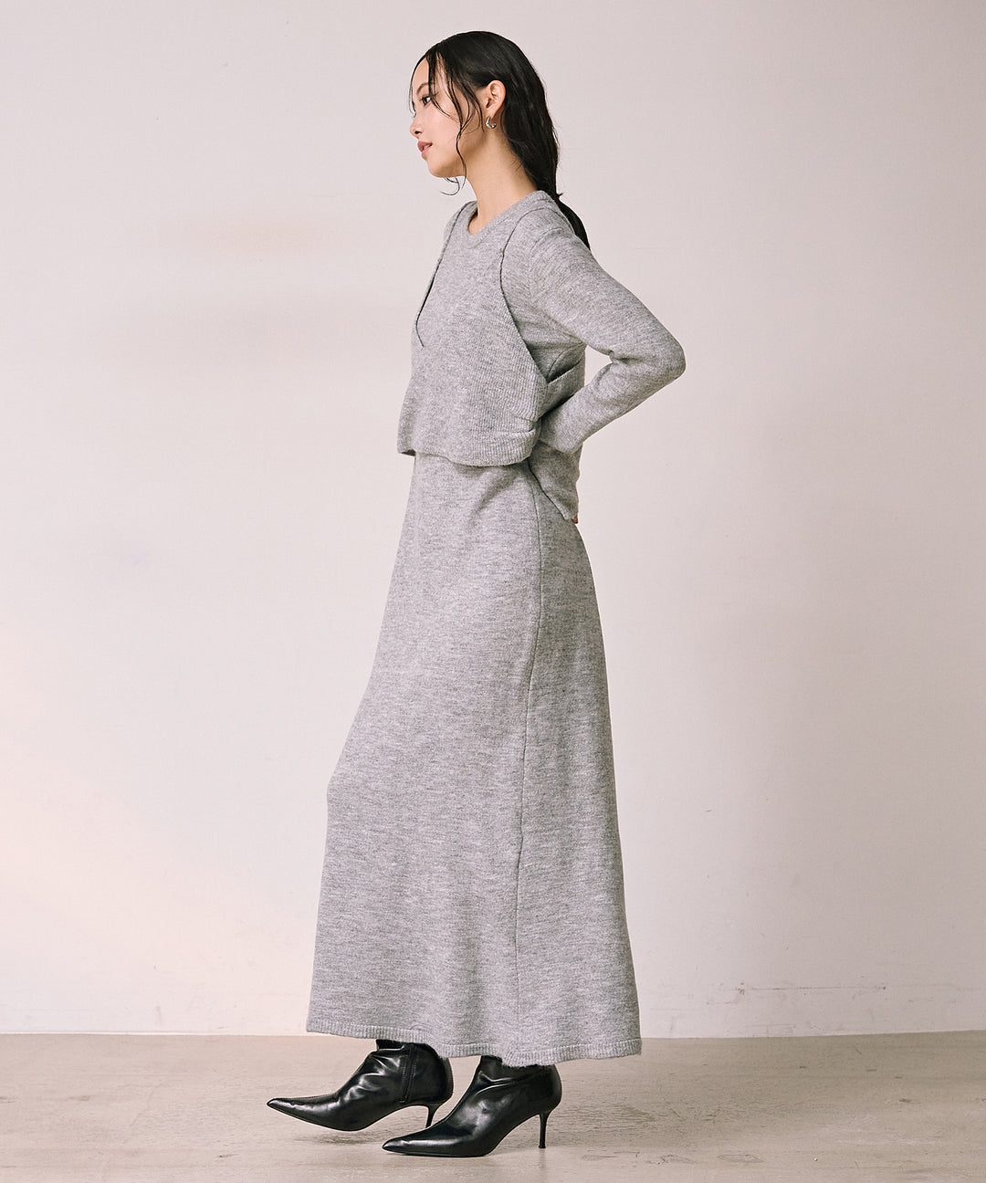 (eliuu)Bustier Mix Knit Onepiece