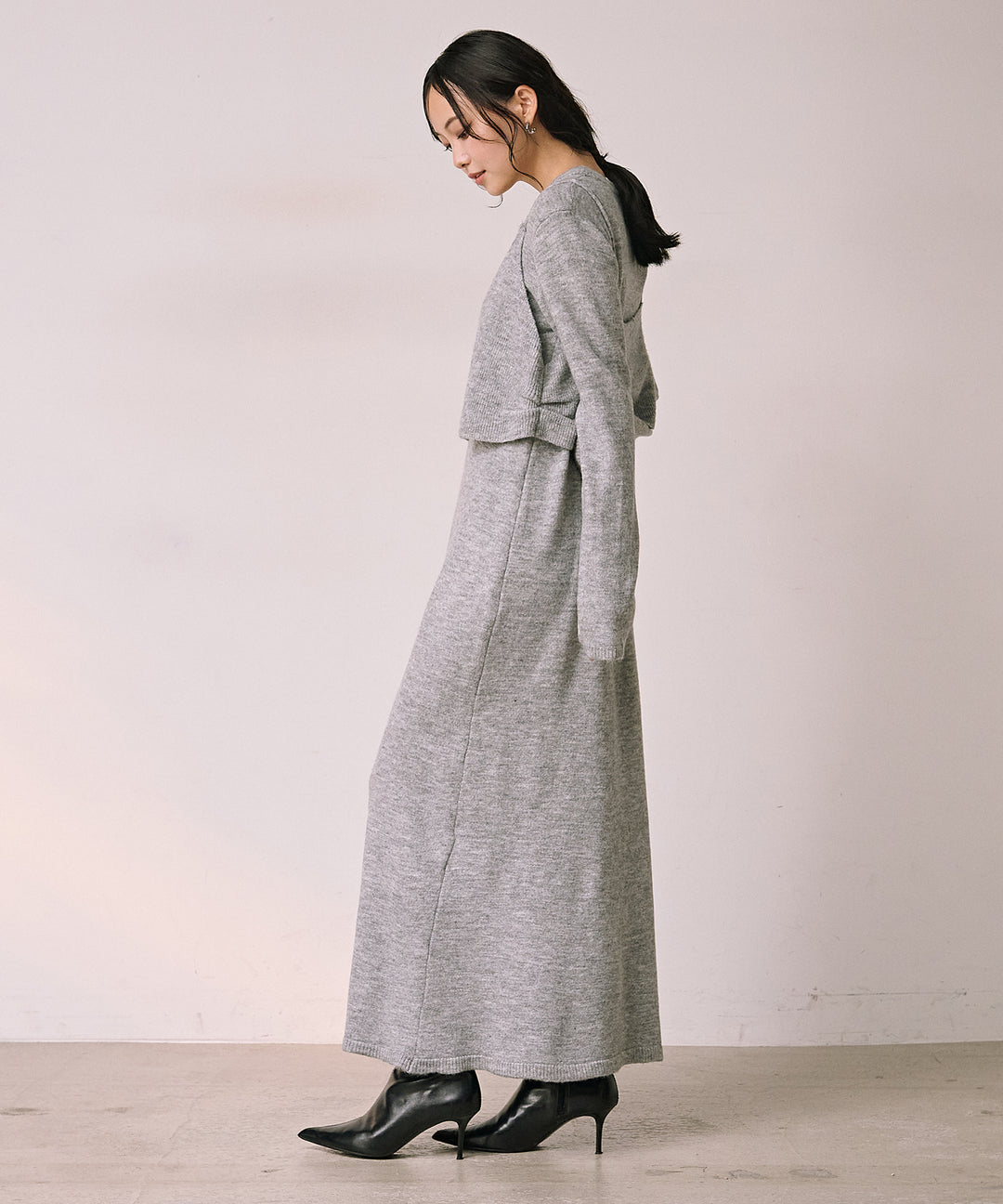 (eliuu)Bustier Mix Knit Onepiece