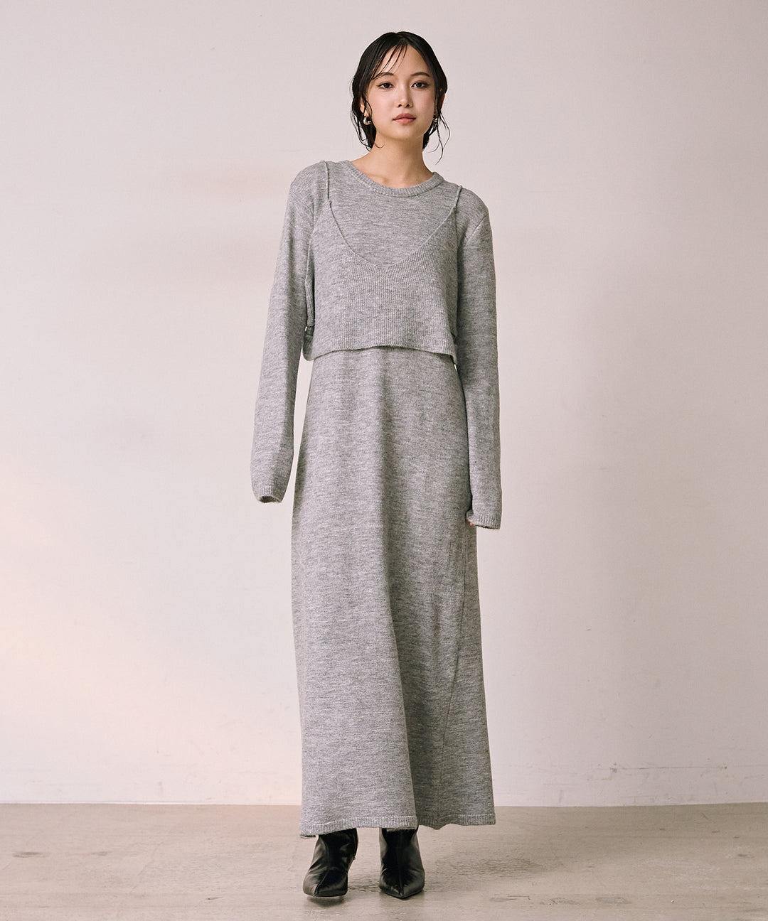 (eliuu)Bustier Mix Knit Onepiece