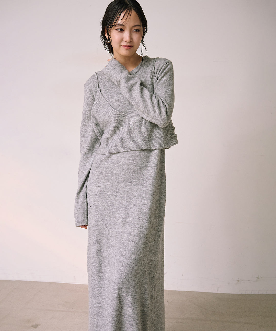 (eliuu)Bustier Mix Knit Onepiece