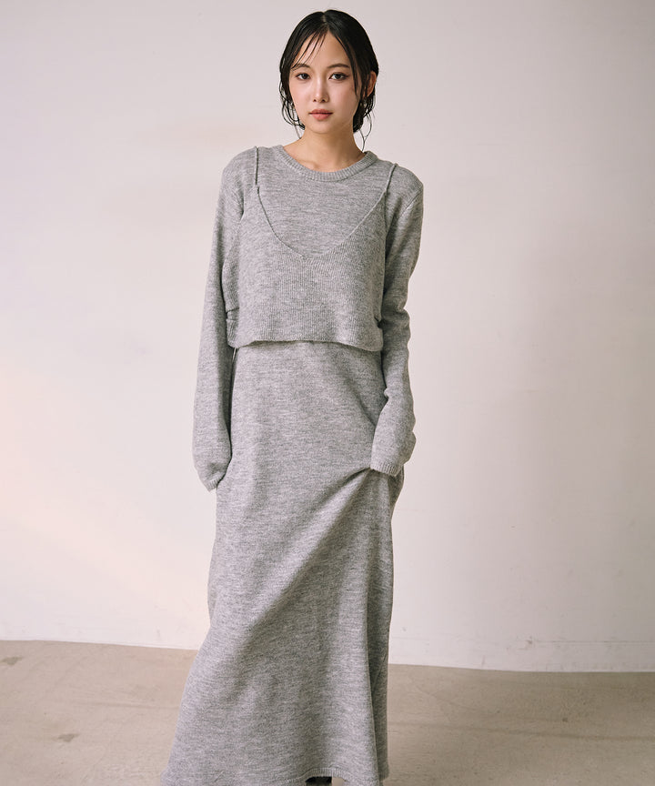 (eliuu)Bustier Mix Knit Onepiece