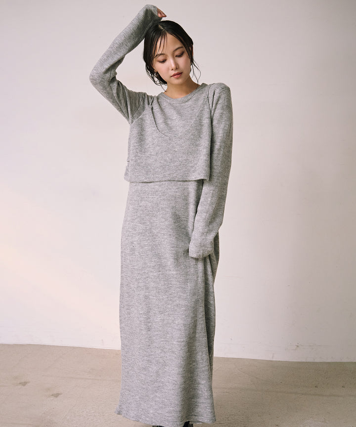 (eliuu)Bustier Mix Knit Onepiece