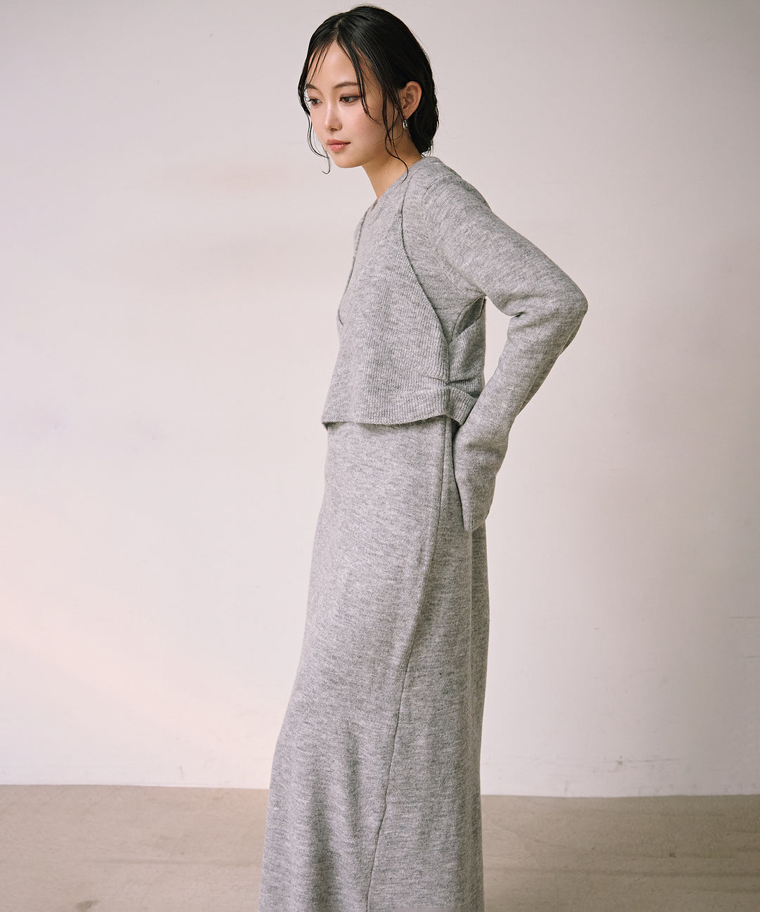 (eliuu)Bustier Mix Knit Onepiece