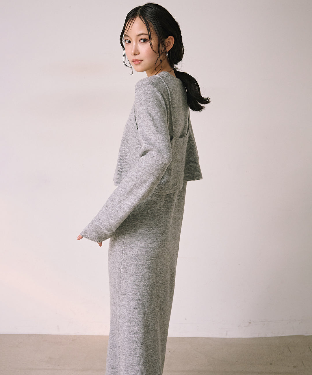 (eliuu)Bustier Mix Knit Onepiece