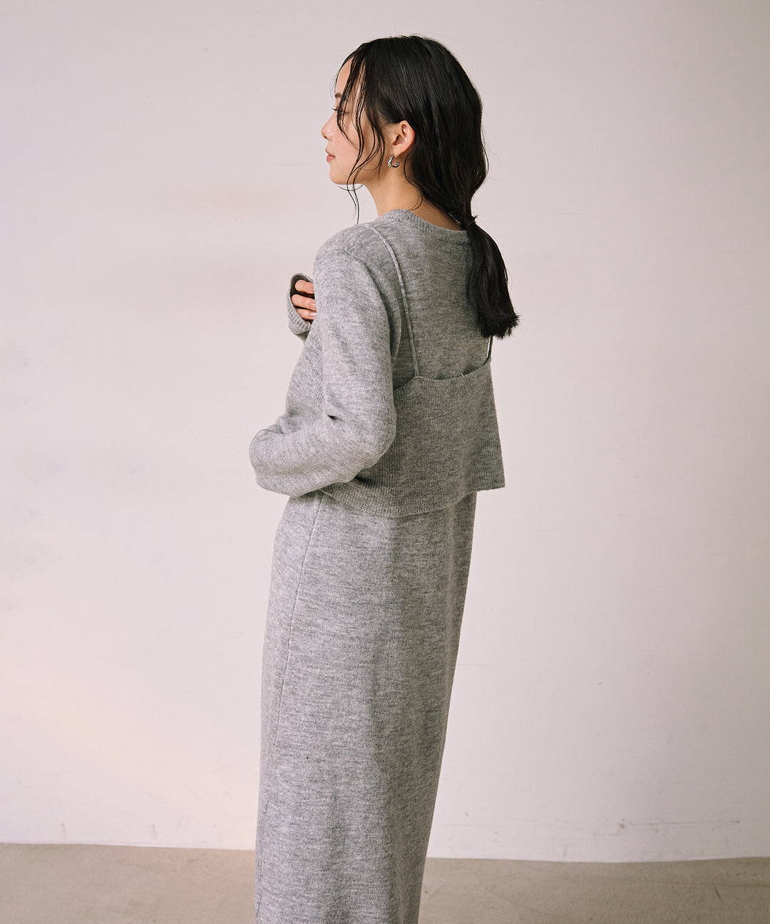 (eliuu)Bustier Mix Knit Onepiece