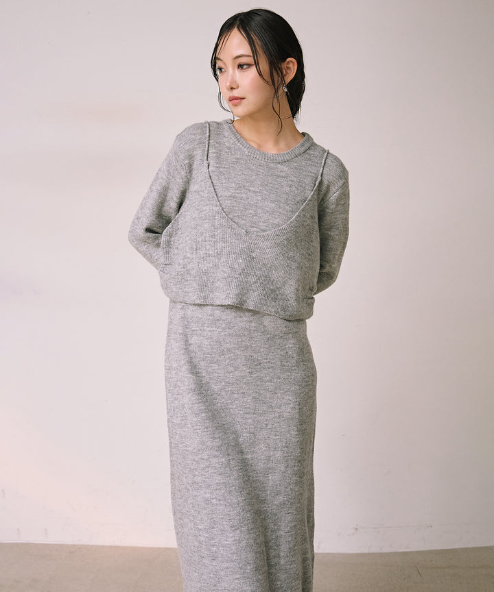 (eliuu)Bustier Mix Knit Onepiece