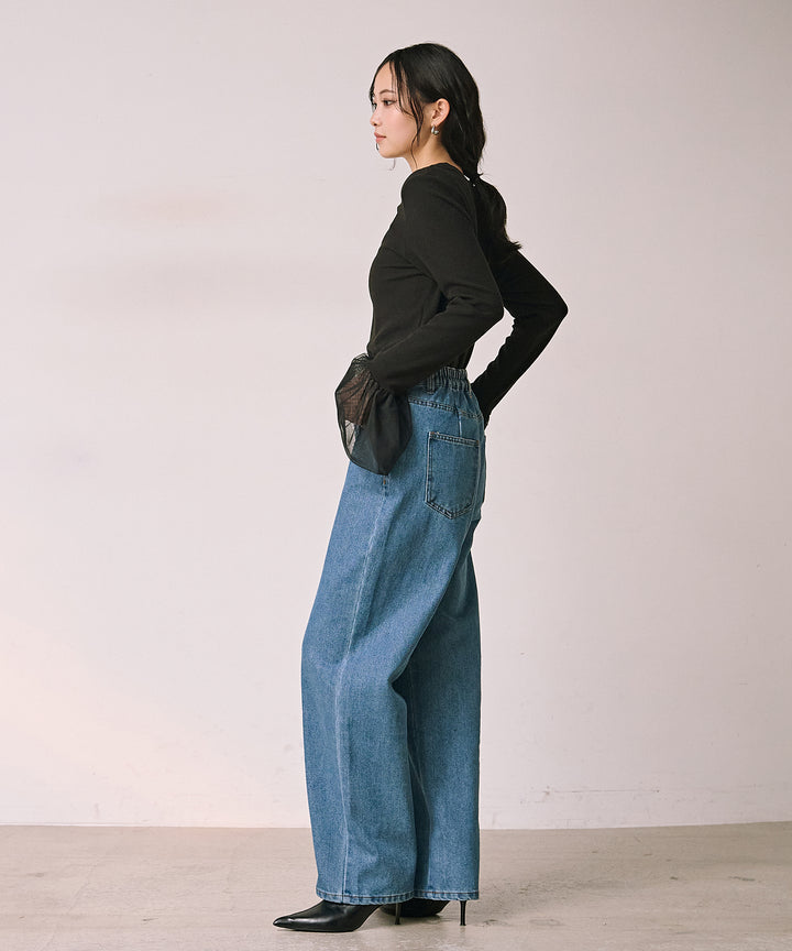 (eliuu)Slide Wash Denim