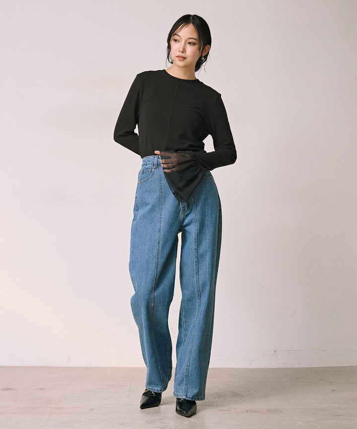 (eliuu)Slide Wash Denim