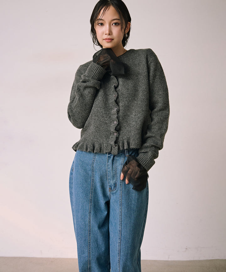 [SET]Combination Bell Top+Slide Wash Denim