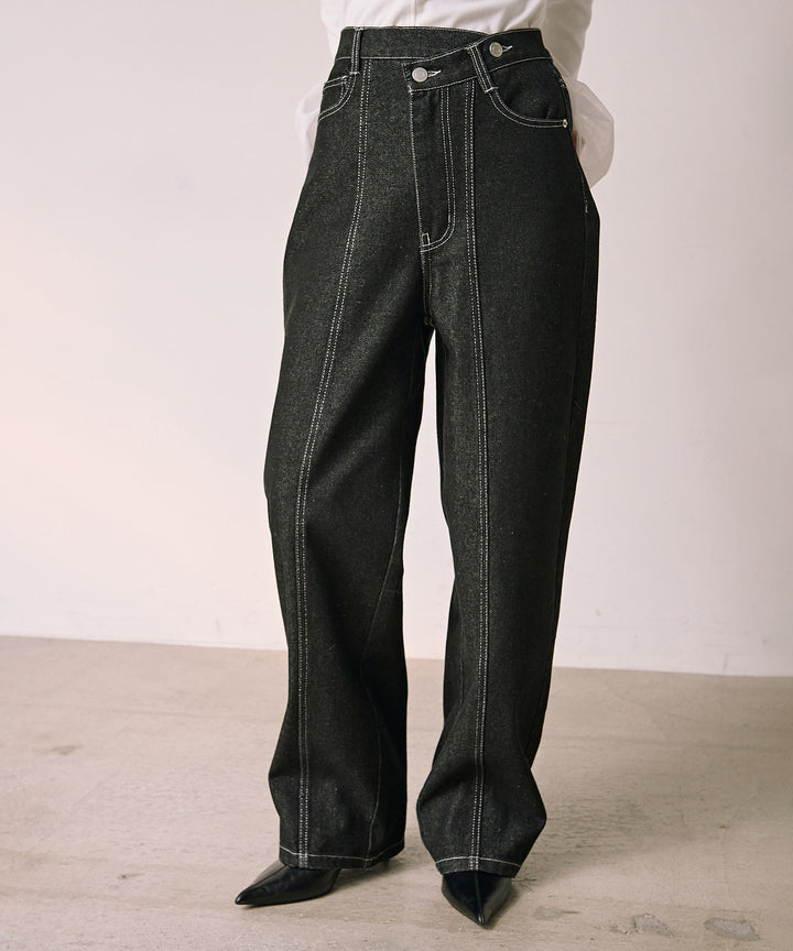 [SET]Combination Bell Top+Slide Wash Denim