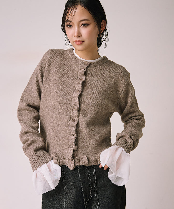 (eliuu)Pin Frill Melange Knit C/D