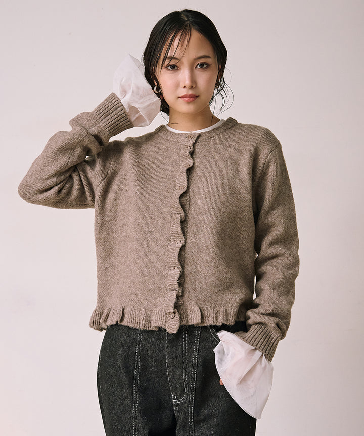 (eliuu)Pin Frill Melange Knit C/D