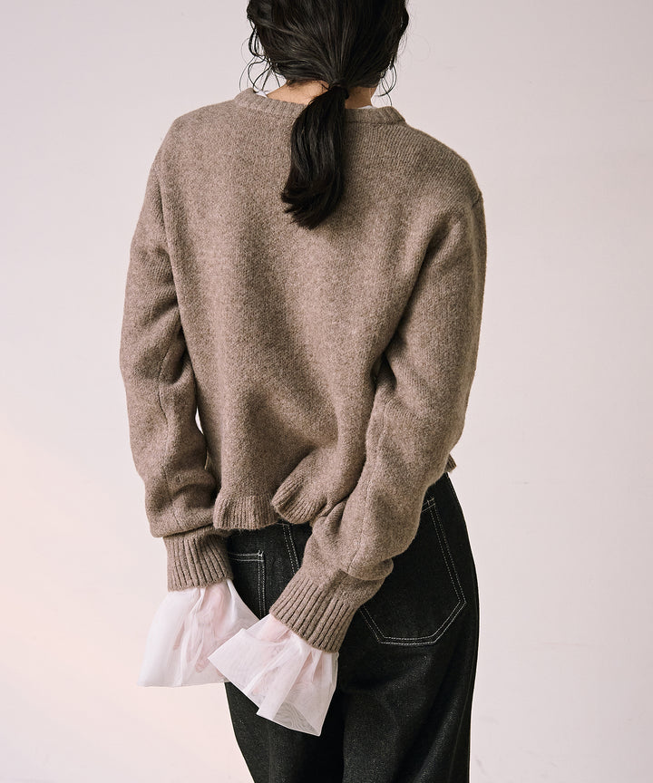 (eliuu)Pin Frill Melange Knit C/D