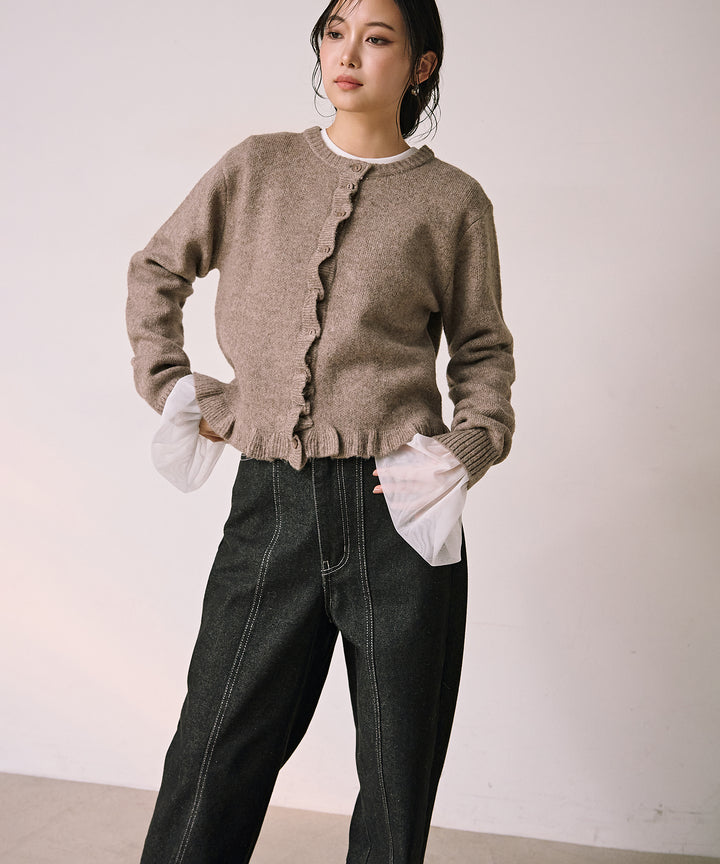 [SET]Combination Bell Top+Slide Wash Denim