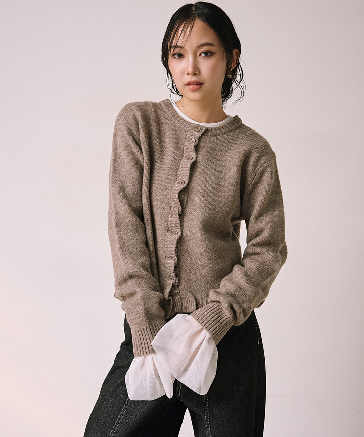 (eliuu)Pin Frill Melange Knit C/D