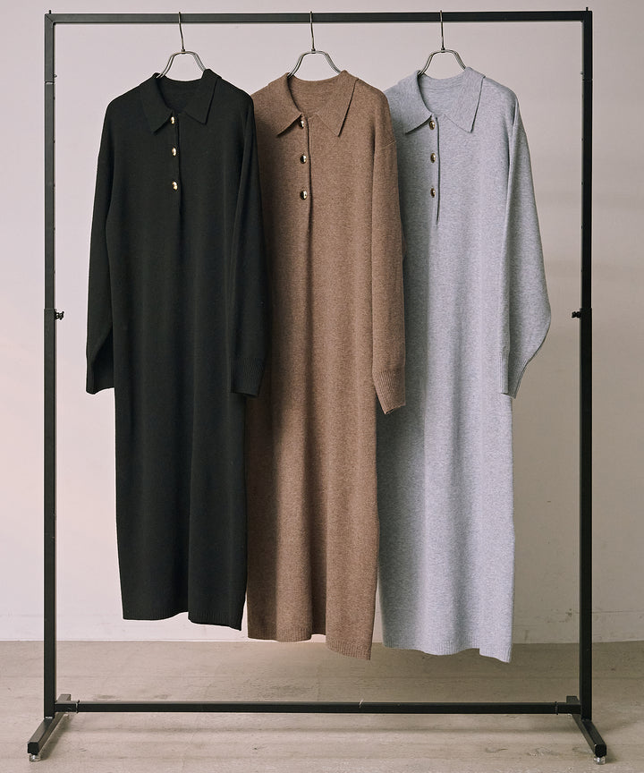 (eliuu)Polo Airy Knit Onepiece