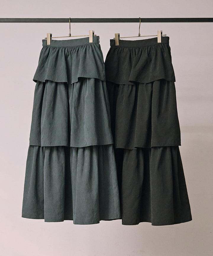 (eliuu)Tiered Peach Skin Skirt