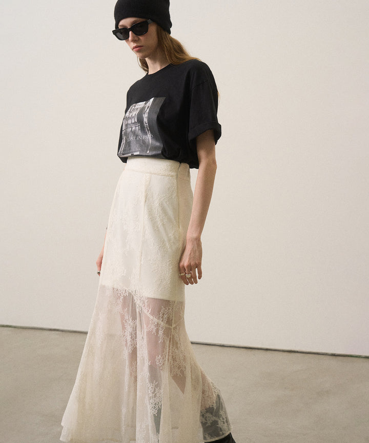 Stretch Lace Tiered Skirt