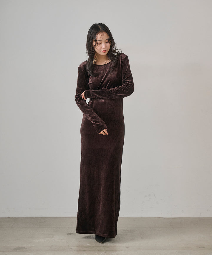 [SET]Velor Round Onepiece+Pattern Fringe Knit CD