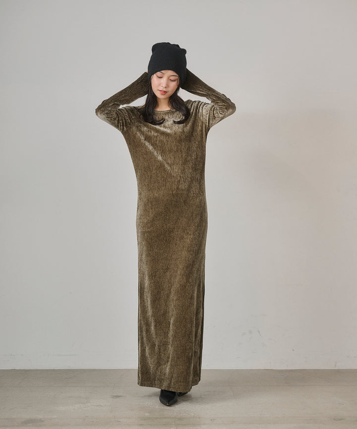[SET]Velor Round Onepiece+Pattern Fringe Knit CD