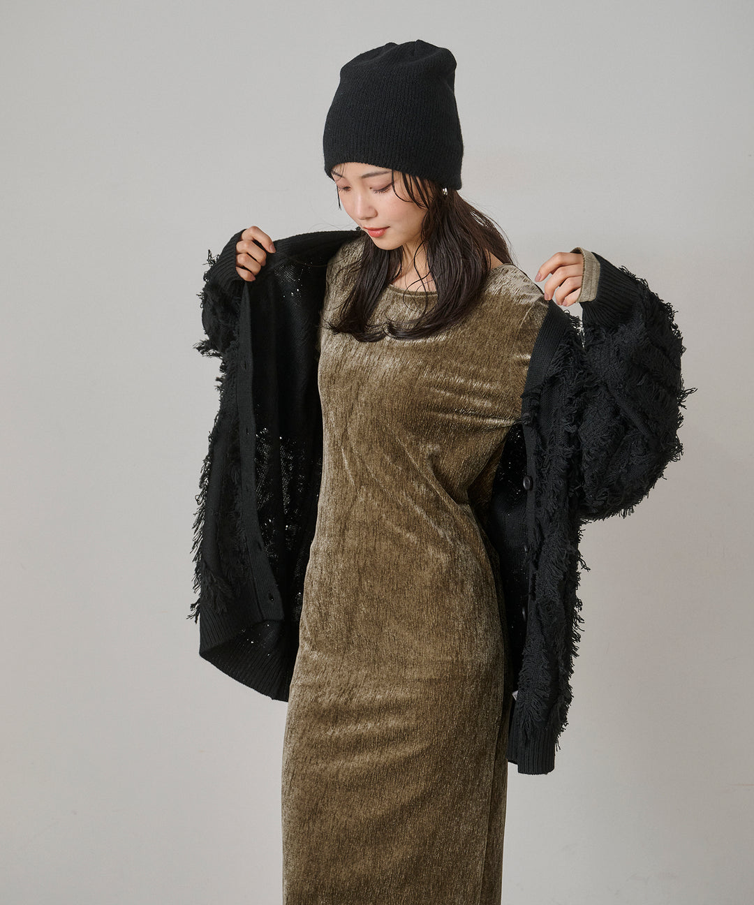 (eliuu)Velor Round Onepiece