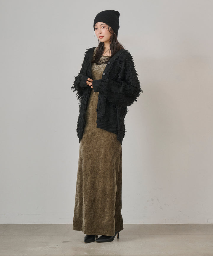 [SET]Velor Round Onepiece+Pattern Fringe Knit CD