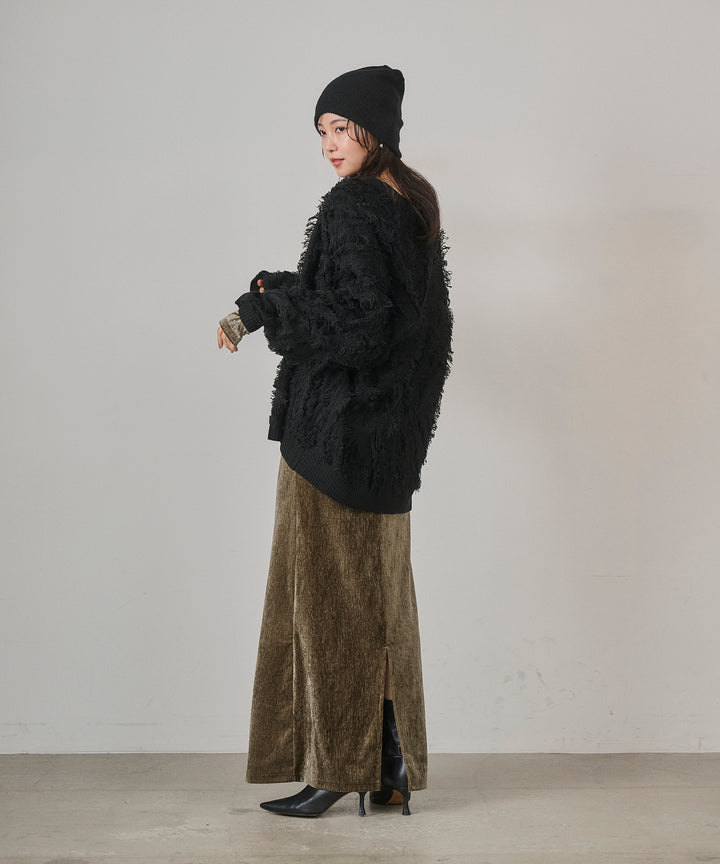 [SET]Velor Round Onepiece+Pattern Fringe Knit CD