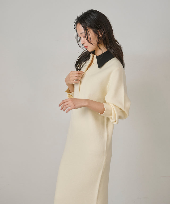 (eliuu)Polo Knit Accent Onepiece