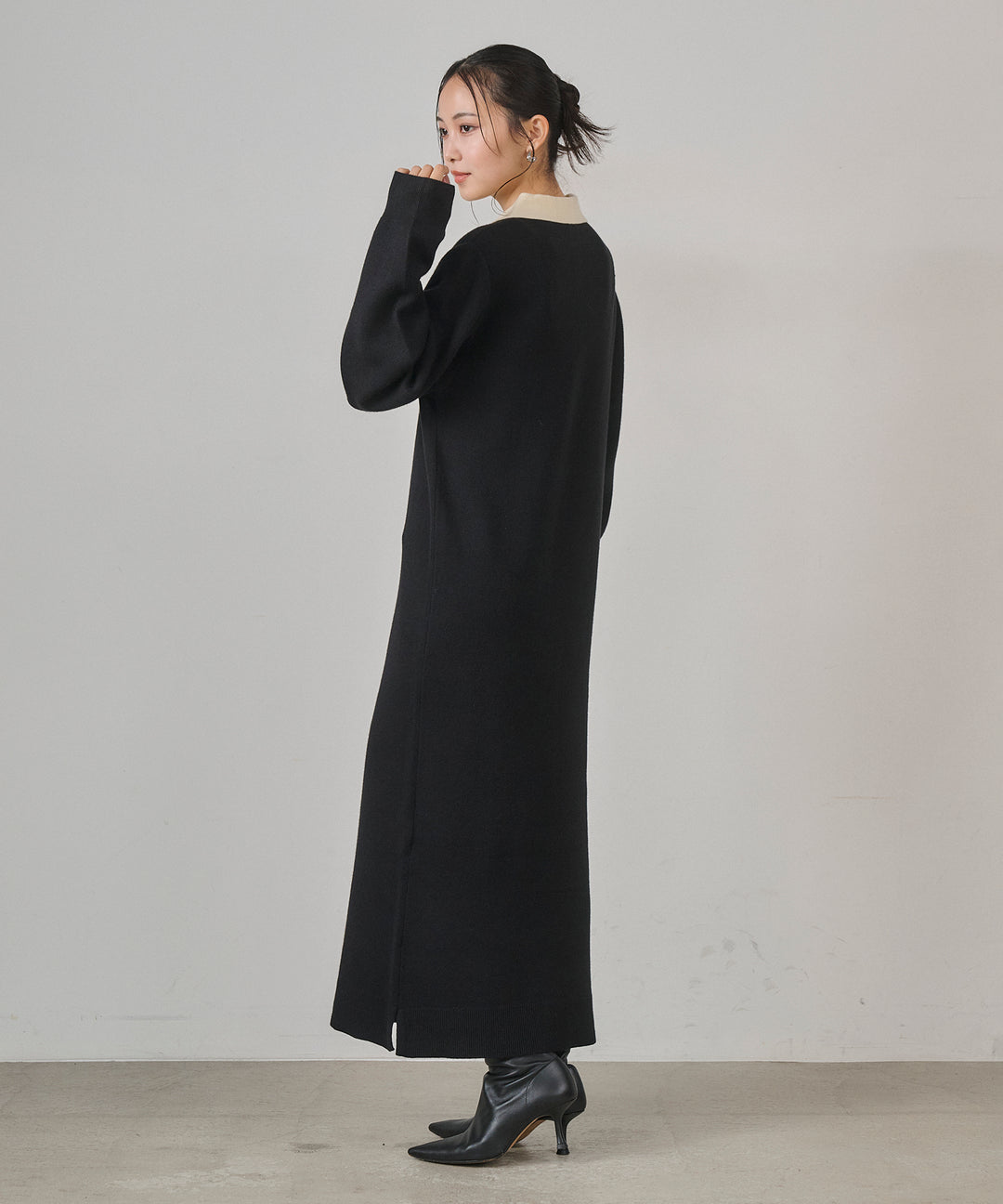 (eliuu)Polo Knit Accent Onepiece