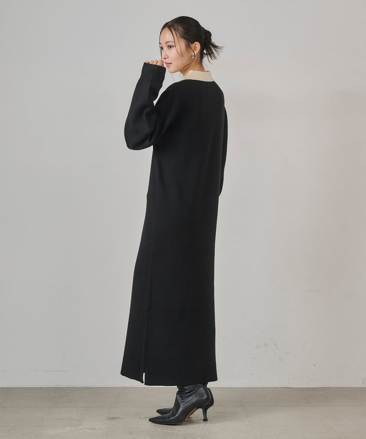 (eliuu)Polo Knit Accent Onepiece