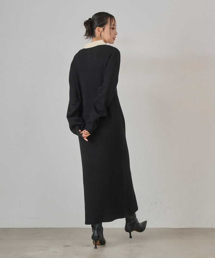 (eliuu)Polo Knit Accent Onepiece