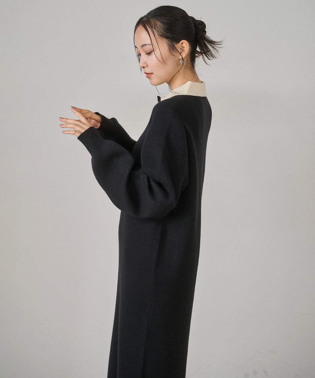 (eliuu)Polo Knit Accent Onepiece